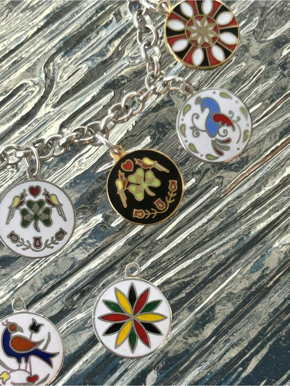 Vintage Deadstock Hoffman PA Dutch Enamel Hex Sign Charm Bracelet/Charms Rare
